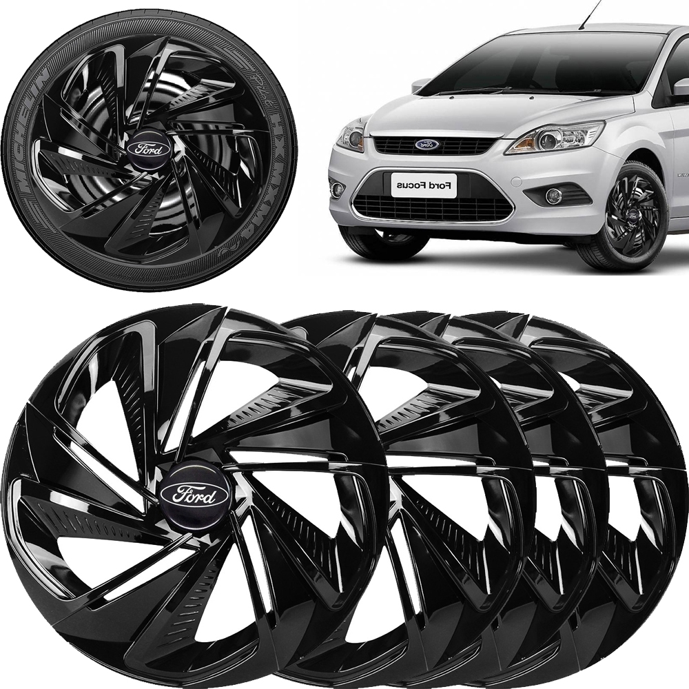 Jogo 4 Calotas Aro 13 14 Nitro Black Ford Ka Focus Fiesta