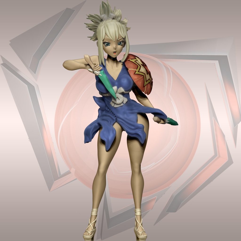 Action Figure Kohaku Dr. Stone 20cm - Handmade Figure 1/6 Scale