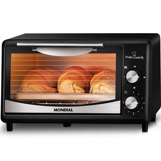 Forno Elétrico De Bancada Mondial Pratic Cook 6 Litros 650W FR-09 Preto/Inox