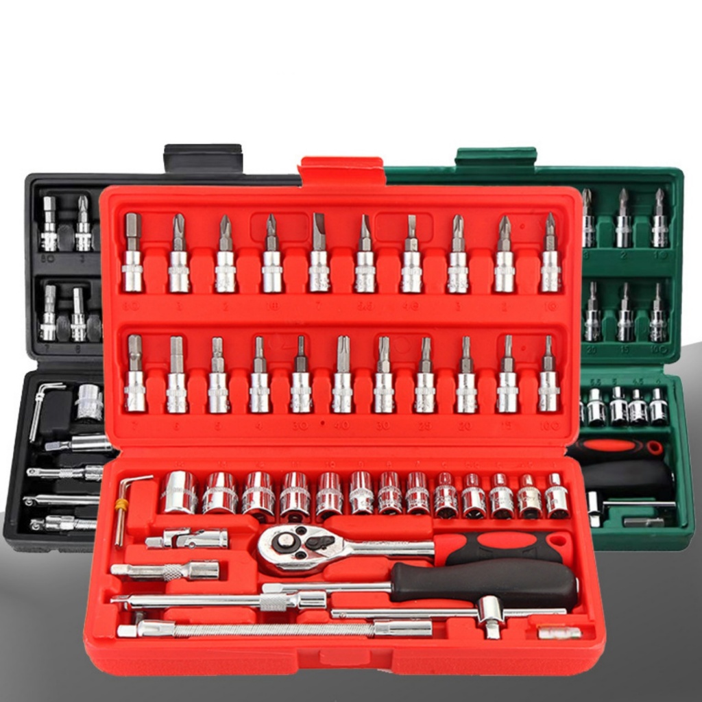 Kit 46 Chave Catraca Jogo De Soquetes Allen Torx Ferramentas