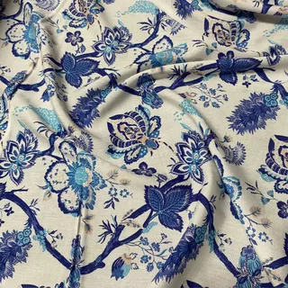 Tecido Viscose Estampa Paisley Azul 1,40m - Para Roupas 100%Viscose