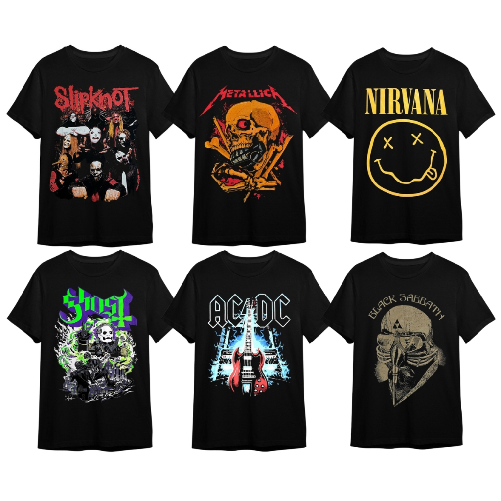 Camiseta Banda de Rock Black Sabath Slipknot Gun's N Roses