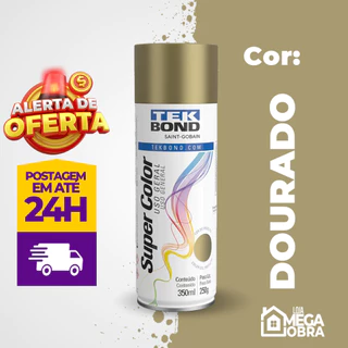 Tinta Spray Uso Geral 350ML Dourado Tekbond Secagem Rápida Artesanato Madeira Ferro Metal Gesso Cerâmica Automotiva Decoração Mdf Parede Top