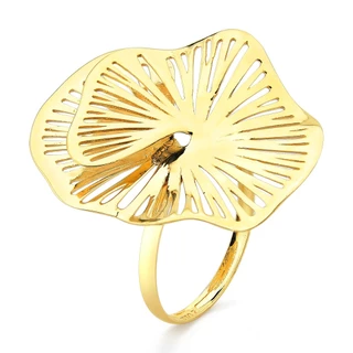 Anel Feminino de Ouro 18k Flor Design Exclusivo em Oferta na Shopee