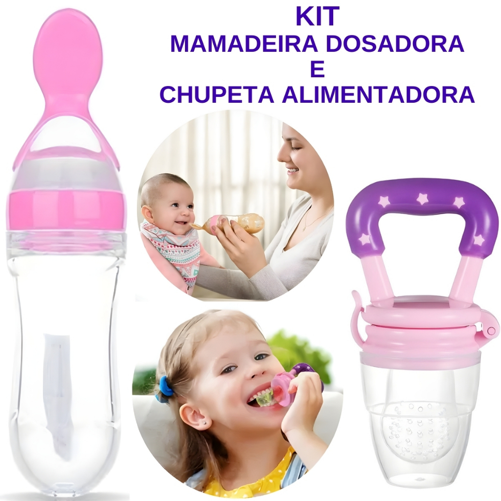 Kit Papinha Alimentação Bebê Chupeta Alimentadora Frutas e Mamadeira ...