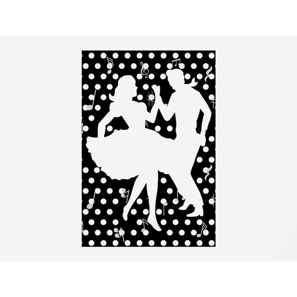 Painel De Festa Vertical 1,50 x 2,20 - Festa Anos 60 Preto e Branco 004