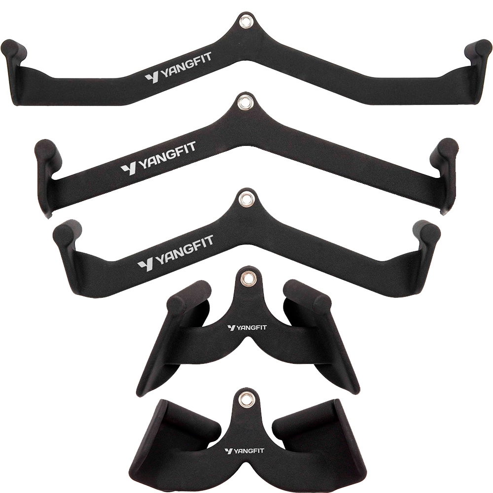Kit Puxadores Anatômicos Academia Musculação 5 peças Yangfit