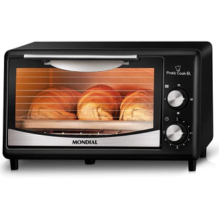Forno Elétrico Mondial Pratic Cook 6L Timer Termostato FR-09 Preto/Inox
