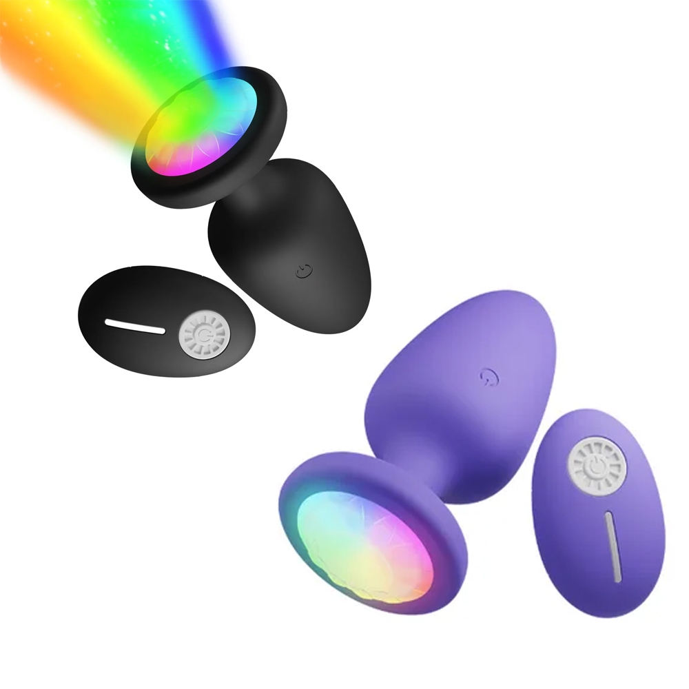 Plug anal vibratório em silicone com led e controle remoto