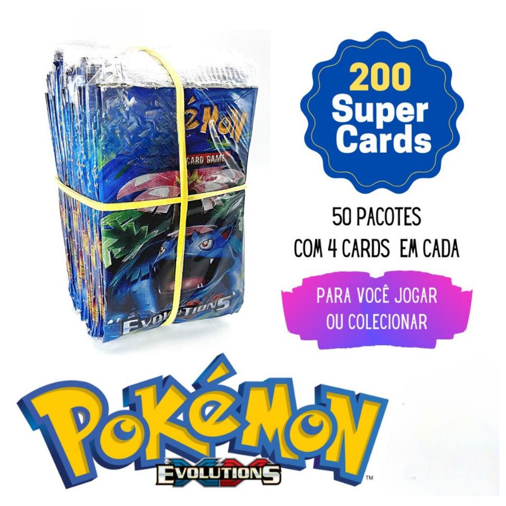 50 Pacotinhos Pokemon | São 200 CARDS e CARTAS De Bater Bafo Brincar