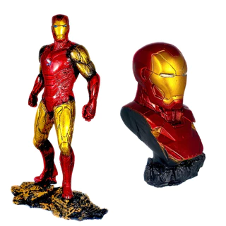 Boneco 24 cm Busto Homem de Ferro Iron Man Vingadores Heróis Marvel Estatua Geek Miniatura Colecionável