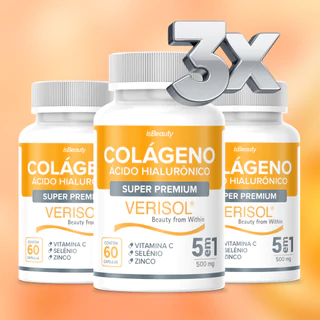 Kit 3 Colágeno Hidrolisado Verisol Premium Original com Vitamina C - 180 Cápsulas - Envio Rápido em Oferta na Shopee