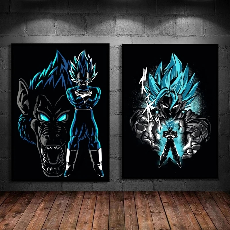 Kit quadros decorativos anime Dragon Ball Z Goku Vegeta