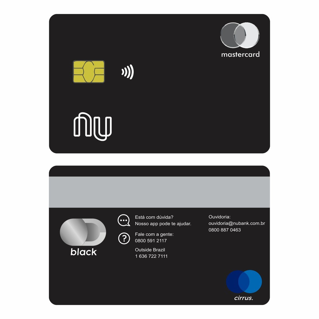 Adesivo De Cartão De Credito E Débito Personalizado NU Black