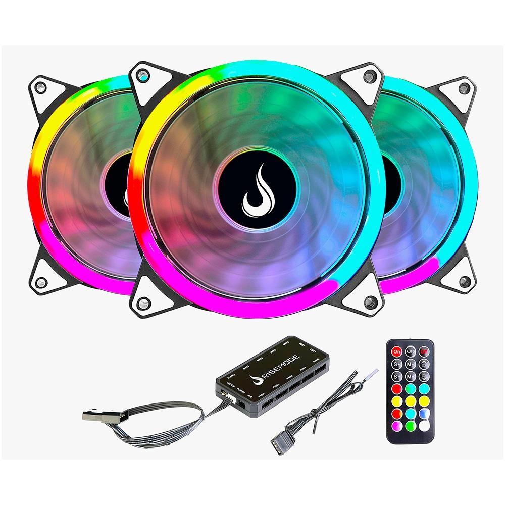 kit Fans Rise Mode Energy, 120mm, ARGB, Preto | Shopee Brasil