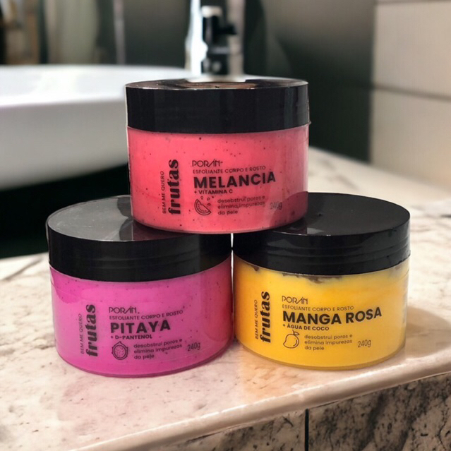 Esfoliante Corporal e Facial Cheiro de Fruta 240g - Esfoliante corpo e rosto - melancia - pitaya- manga rosa - esfoliante das gringas