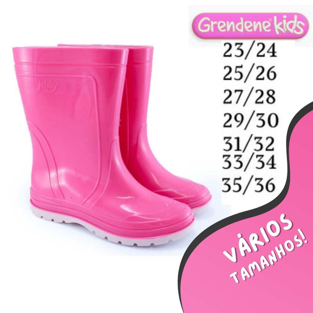 Bota Galocha Infantil Pega Forte Grendene Rosa 27/28 BR Shopee