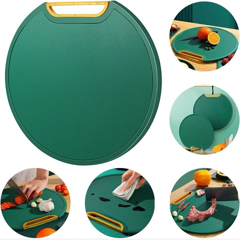 Tábua de Corte Antiderrapante Anti-mofo Redonda 34cm com Suporte - Corte carnes, legumes e frutas