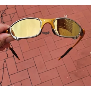 Óculos de Sol Juju Sport Metal R1 Ciclismo Pinado Metal Masculino Premium Lentes Dourada