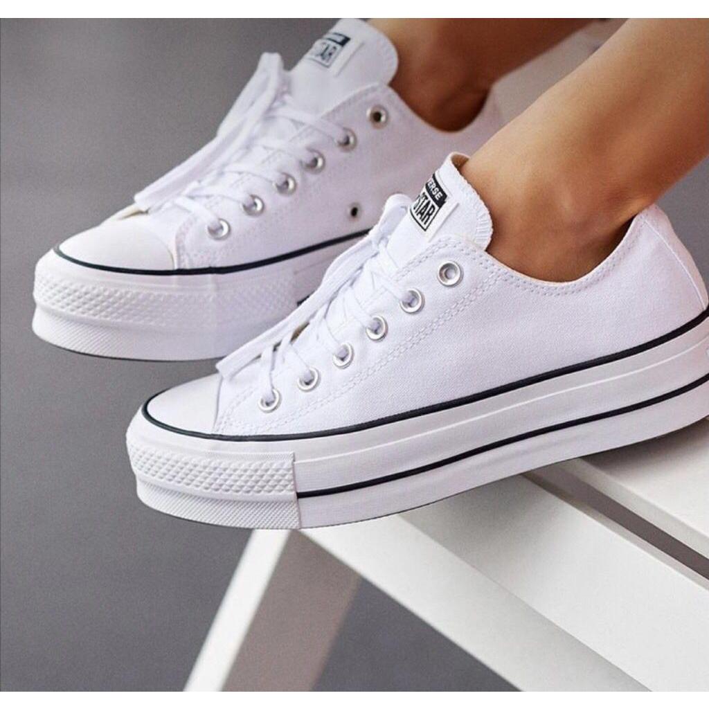 All star de couro branco com hot sale costura preta