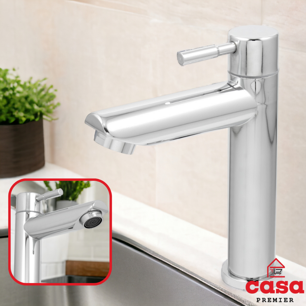 Torneira Monocomando Redonda Cromada 100% Metal Pia Banheiro Bancada Lavatório Gourmet Luxo Somente Água Fria