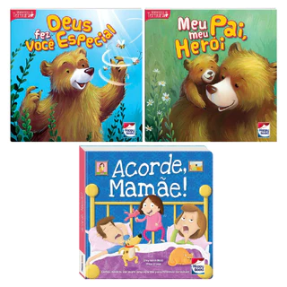 Kit Momentos de Ternura + Pequenos Tesouros: "Deus me Fez Especial", "Meu Pai, Meu Herói", "Acorde, Mamãe!" - 3 Livros infantis NOVOS │ Happy Books