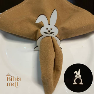 Anéis Porta Guardanapo em MDF Laminado Branco - Páscoa Coelho (Kit com 4 unidades) em Oferta na Shopee