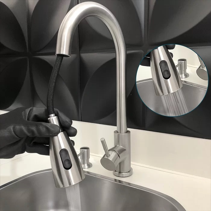 Torneira para Cozinha Gourmet Dupla Função Bico Extensível Dois Jatos Y-SLT84