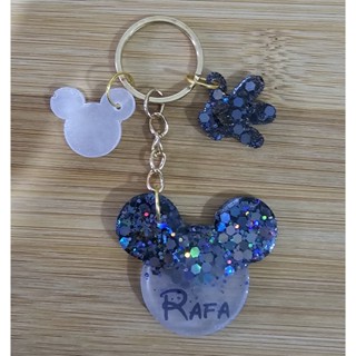 Chaveiro Minnie ou Mickey Personalizado com 2 pingentes.