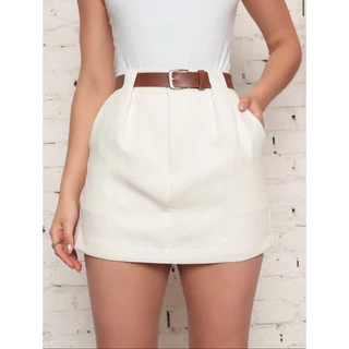 Short Saia Tendência Alfaiataria Com Cinto De Couro Envio imediato.