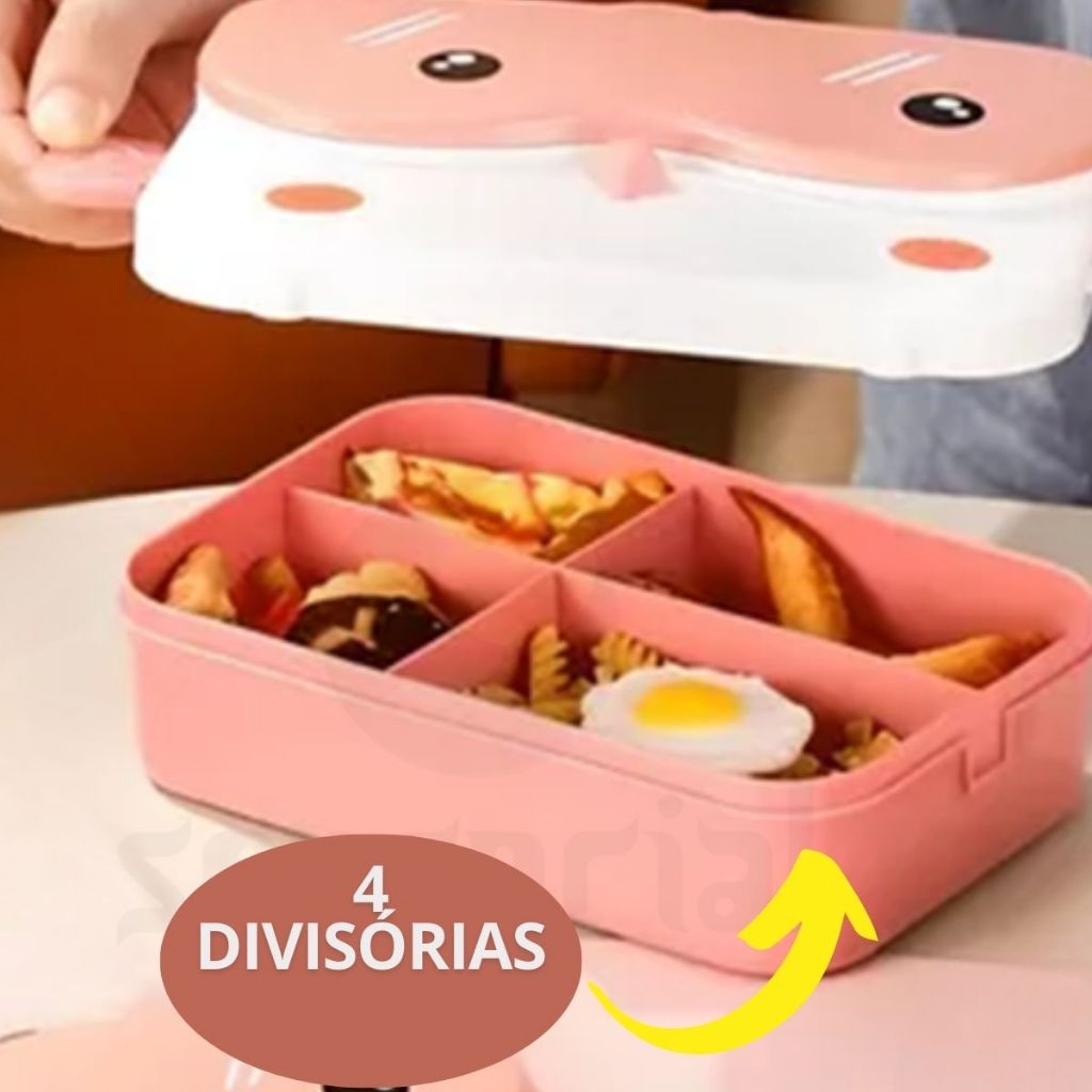Marmita infantil Lancheira Marmitinha escola com talher 3pç | Shopee Brasil