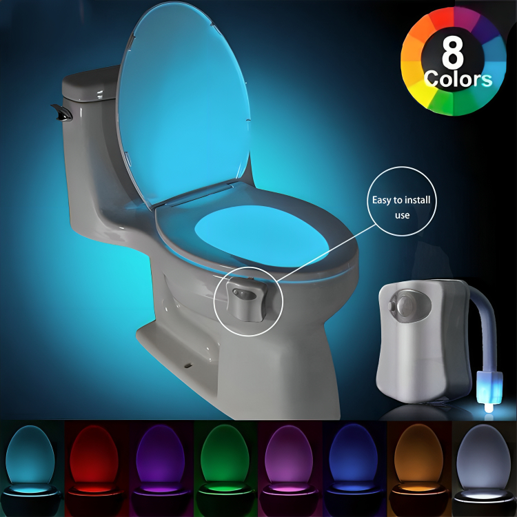 Lâmpada com Sensor de Movimento à Prova d'água 8 cores Para Vaso sanitário Led Iluminação Noturna