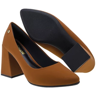 Scarpin Bico Fino Salto Alto Bloco Geométrico Shekinah Tendência Fashion Blogueira Macia Confortável