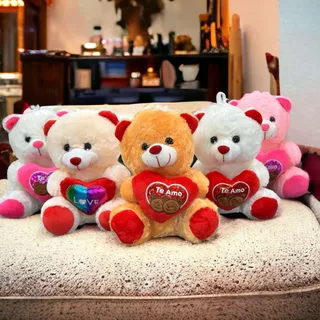 Urso de Pelúcia com coração brinquedo 21cm/s em Oferta na Shopee