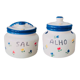 Saleiro Pote Alho Decorado Cozinha