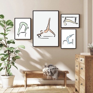 Quadros de decoração - decorativos - alongamento - pilates - exercício - fisioterapia - Kit com 4 peças