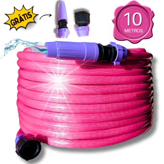 Mangueira de Jardim 10 Metros Rosa Pink Trançada Reforçada e Flexível