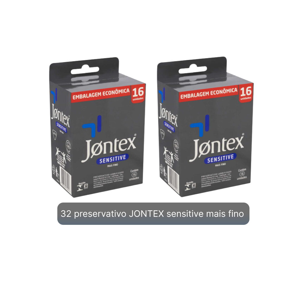 Preservativo JONTEX Sensitive Mais Fino 2 Caixas C/16 Unidades | Shopee ...