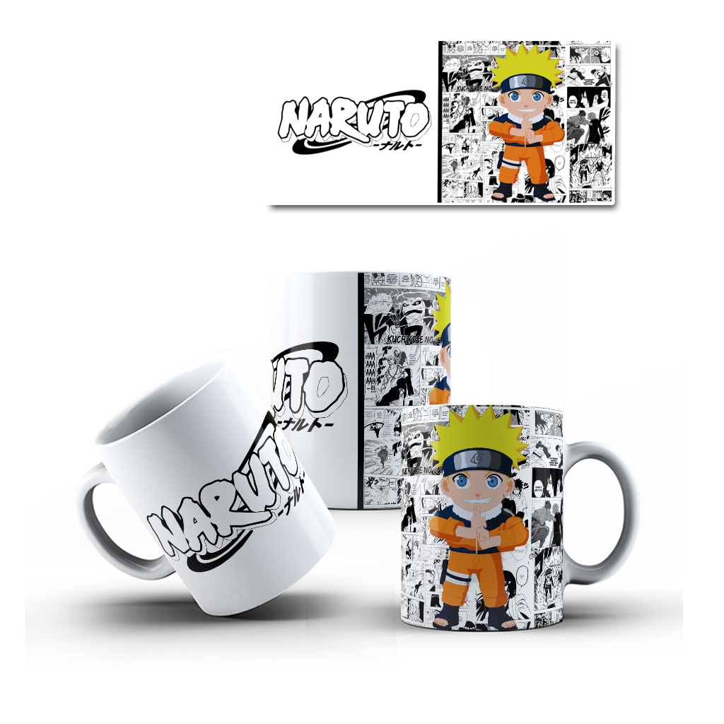 Caneca Personalizada do Naruto Anime Diversos Personagens de Porcelana 325ml - Modelo 02