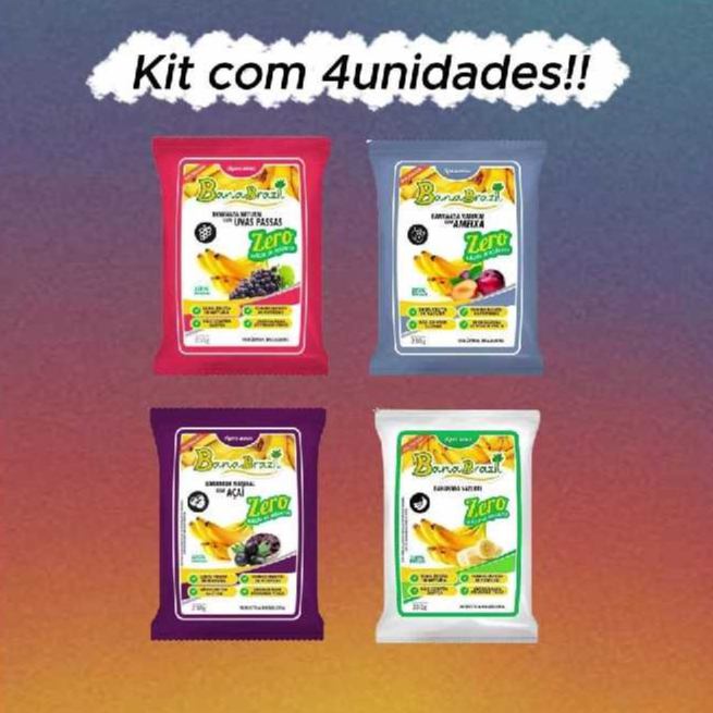 Doce de Banana Bananinha Zero açúcar Kit com 4 unidades Sem açúcar 230 gramas