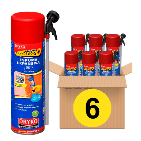 Kit Espumas Expansivas 300ml Selantes Vedatudo Dryko Instalação Fácil Para Sua Obra