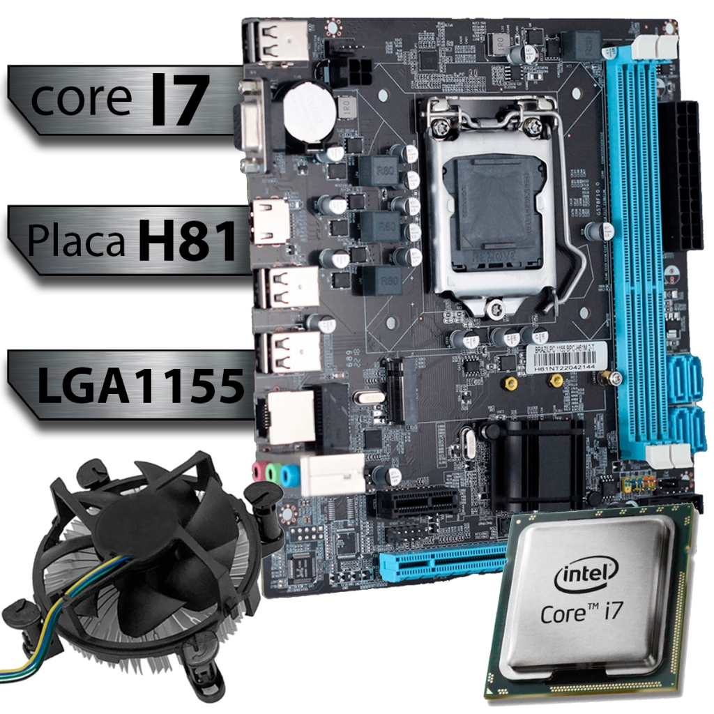 Kit Pl Mãe H81 + Processador I7 4770 + Cooler
