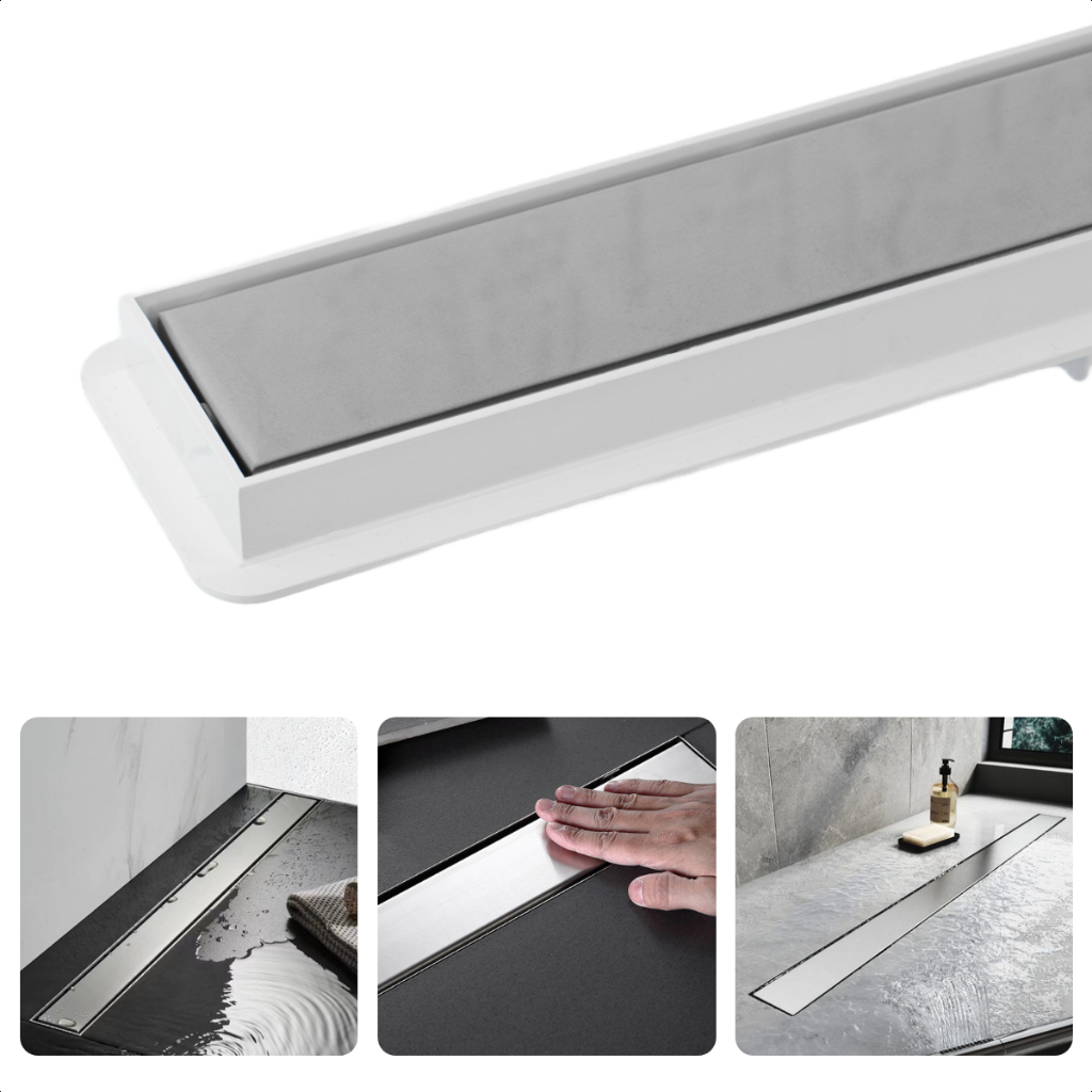 Ralo Linear Oculto Invisível 6x90 cm Sifonado em Inox com Caixa Coletora para Instalação em Jardim - Banheiro - Piscina - Box - Corredor