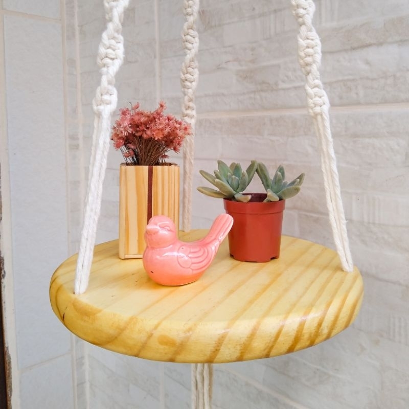 Prateleira Suspensa Para Planta Suporte Para Vaso de Planta com Macramê