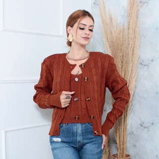 Cardigan Tricot Enia Laranja