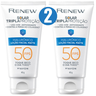 Kit 2 Protetor Solar Renew Avon Ácido Hialurônico Facial Matte 40g