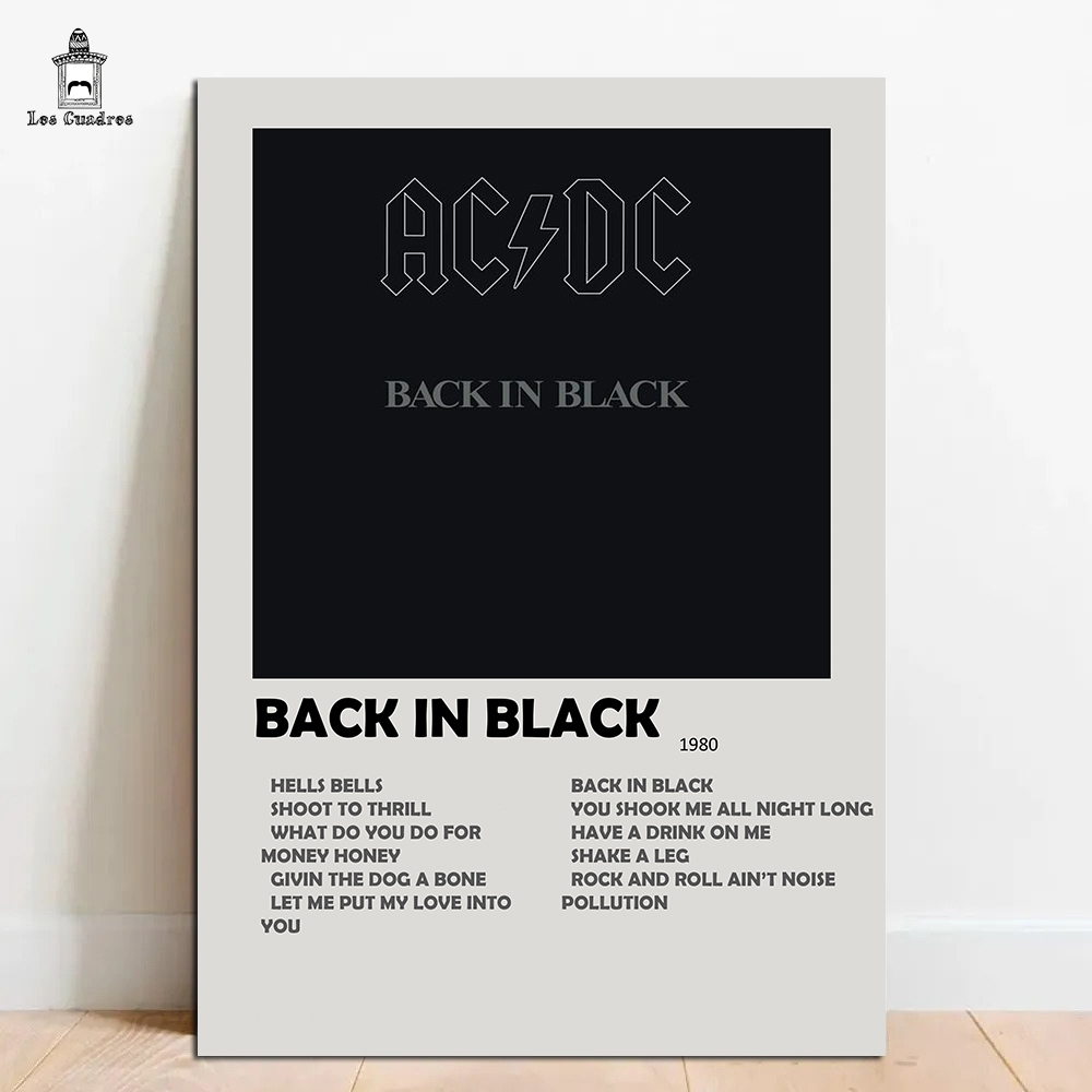 Quadro Placa Decorativa ACDC Back In Black em MDF 28x20cm | Shopee Brasil