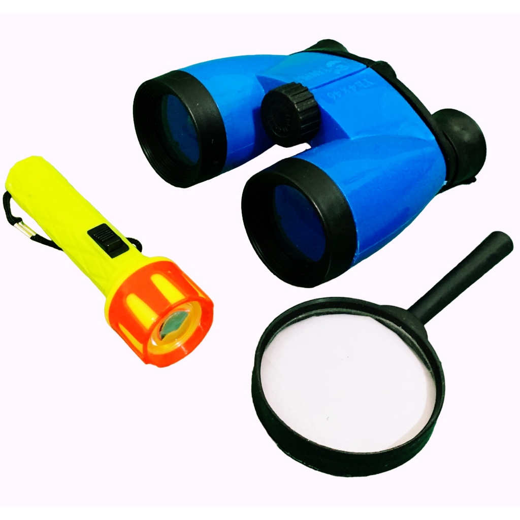Kit Detetive Infantil Binóculo Lupa Lanterna Aventura !! | Shopee Brasil