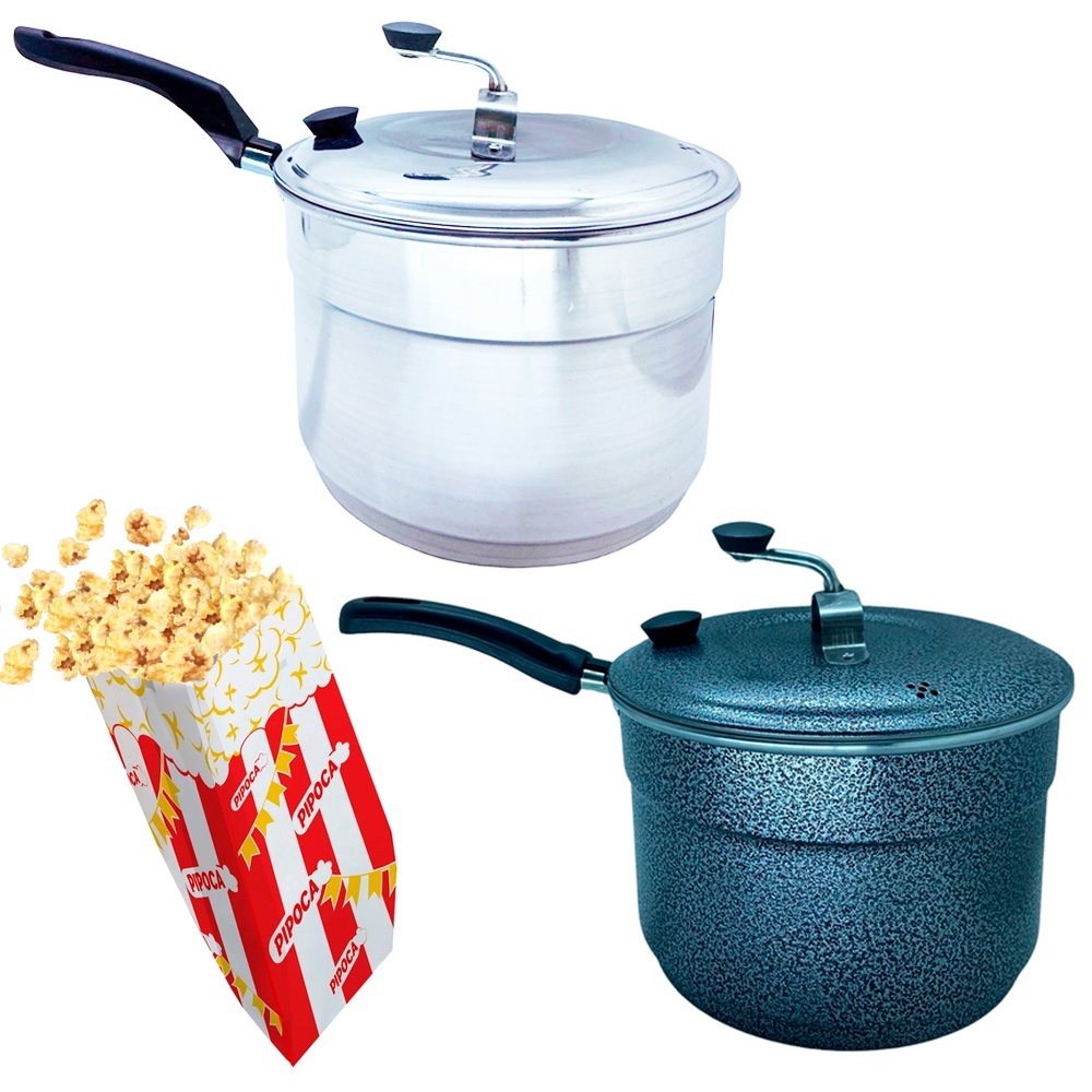 Panela Pipoqueira 4,8L Aluminio Polido Com Cabo Utensilios Cozinha Pipoca Gourmet