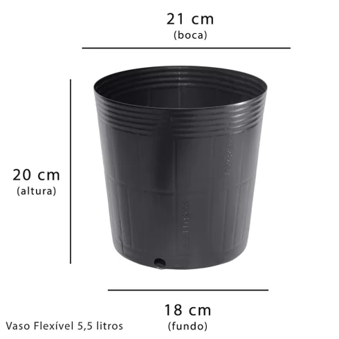 Embalagem Vaso Pote flexível Para Muda 8,5 Litros Plastico Preto